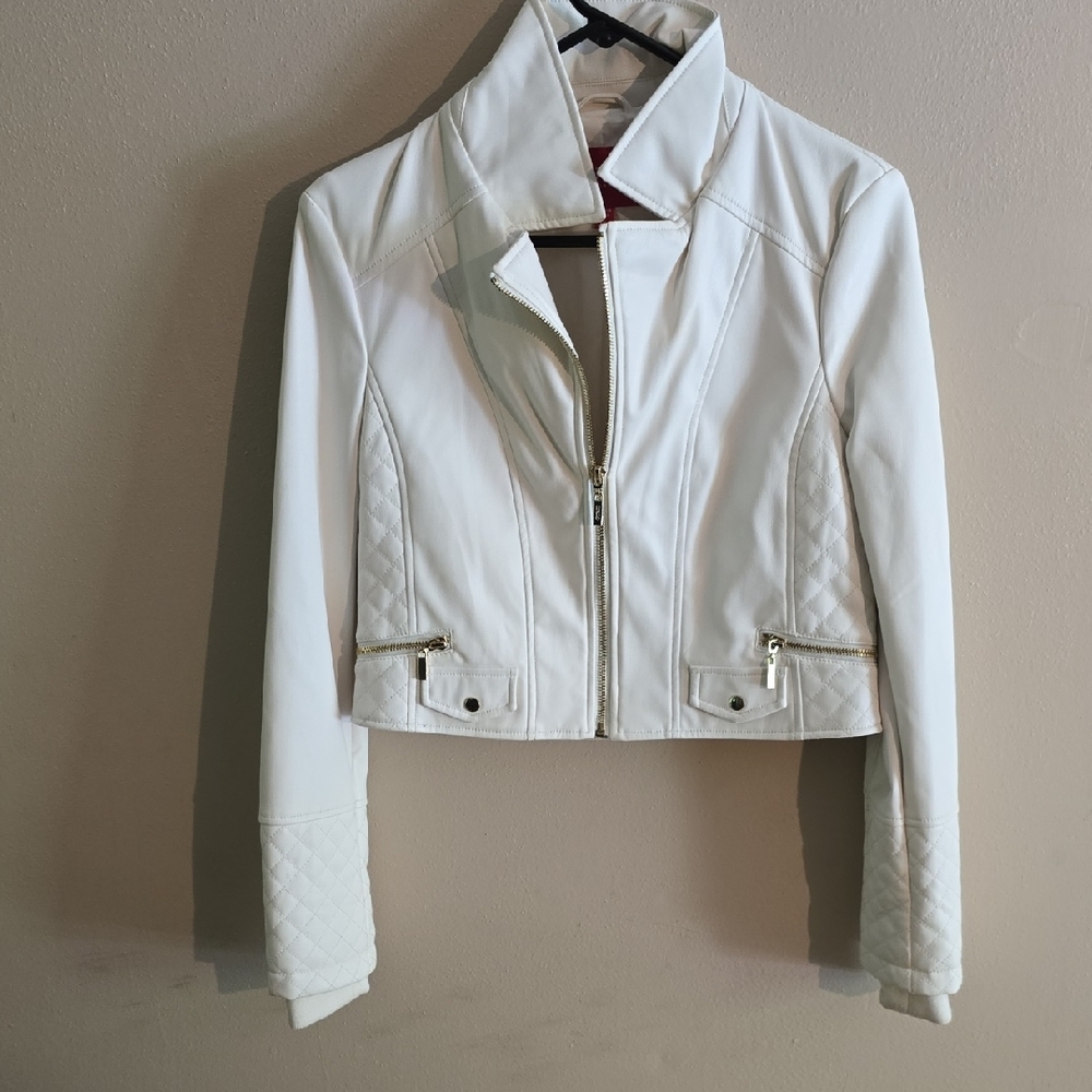 Guess Women's White Leather Jacket